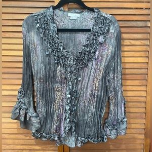 Dress Barn Top With Ruffles And Bling
